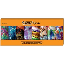 BIC Special Edition Blown Glass Series Maxi Pocket Lighters, Set of 8 Lighters