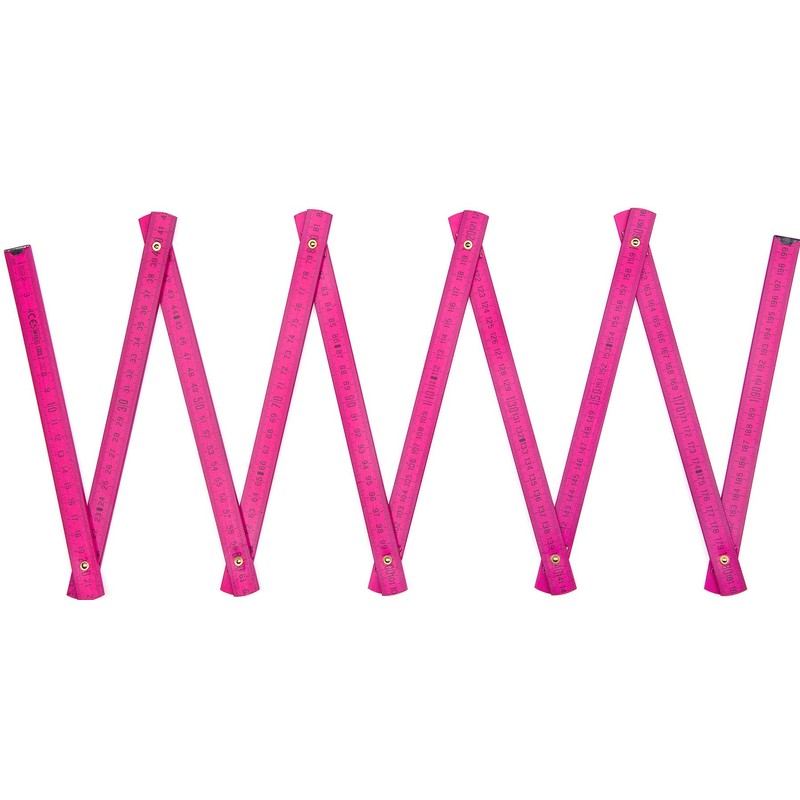 Metrie BL52 Folding Rule, Duplex Scale, 2 Metres, Colourful, pink