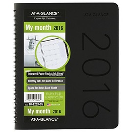 AT-A-GLANCE Monthly Planner 2016, 6.88 x 8.75 Inches, Contemporary, Black Cover Design (70-120X-05)