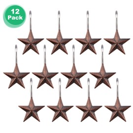 AGPtek Star Shower Curtain Hooks, 12PCS Anti Rust Decorative Resin Hooks for Bathroom, Baby Room, Bedroom, Living Room Decor (Star)