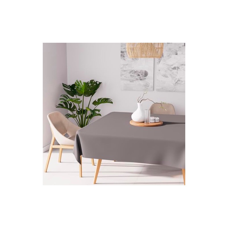 Soleil d'ocre Alix Nappe, Polyester, Grey, 140 x 140 cm
