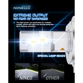 NINEO H4 Bulbs,H4 Fog Light 700% Extremely Bright 6500K Xenon White w/Fan Plug&Play Pack of 2 H4 Light Bulbs