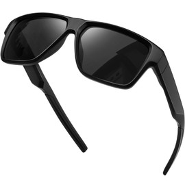 KANASTAL Black Sports Sunglasses Mens Polarised Square Dark Cycling Glasses Rectangular Curved Womens Golf Fishing Driving Running UV400 Protection - Matte Black