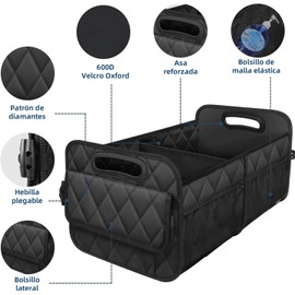 Organizador para Cajuela de Auto Plegable Impermeable 3 compartimentos, asas reforzadas, bolsillos laterales, separadores extraíbles, para SUV, viaje, picnic y compras