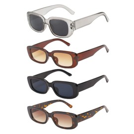 GTYHH 4 Pack Rectangle Sunglasses Retro Sunglasses Fashion Personality Glasses Driving Glasses Outdoor Travel Gear, multicoloured, Unit size