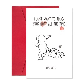 Ogeby Funny Valentines Day Card Gifts for Boyfriend Girlfriend, Naughty Valentines Day Gifts for Husband Wife, Cute Anniversary Card for Him Her, Touch My Butt Love Card
