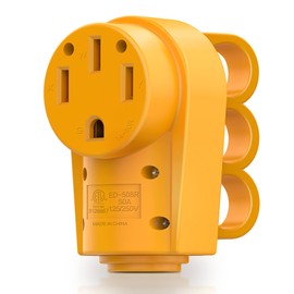 MICTUNING 50 Amp Heavy Duty RV Replacement Female Plug, 50 Amp 125/250 Volt Replacement Plug with Ergonomic Handle, Yellow