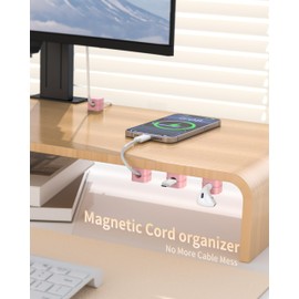 6-Pack Pink Cable Organizer Clips, Magnetic Cable Holder, XOVRAETH Strong Adhesive Wire Management for Desk, Nightstand, Living Room, Kitchen, Office, Car(PinkC)