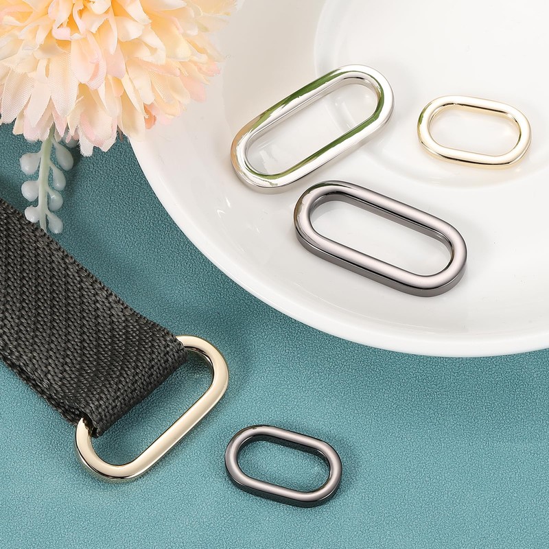 sourcing map 6 Pcs Metal Oval Ring, 1" Flat Oval