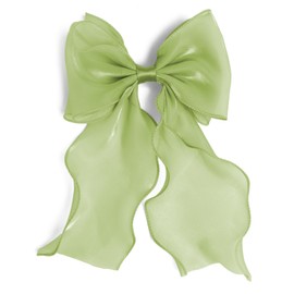 Bow Hair Clips for Women, Large Shiny Light green Bow Hair, French Long Tail Bows Hair Clip, Coquette Bows Hair Accessories for Girls
