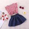 BOIZONTY Toddler Baby Girl Red Plaid Outfits Ruffled Sleeve Crop