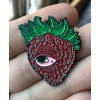 Stoner Strawberry Eye enamel pin 420 710 fruit skate hat