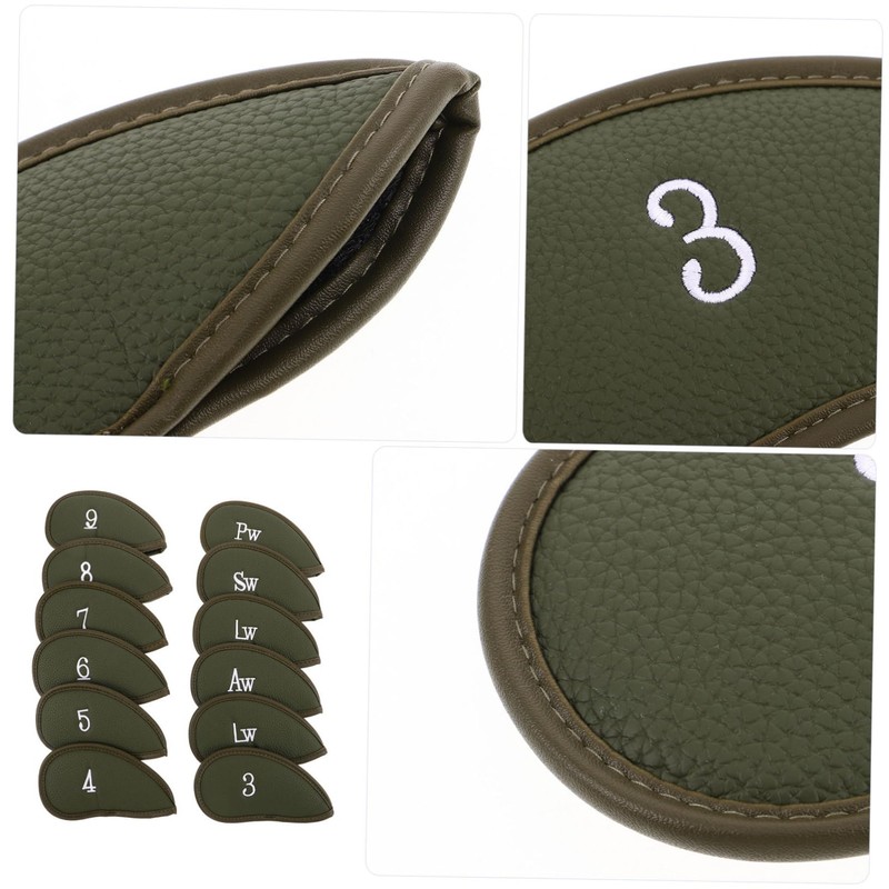 GRIRIW 12pcs Golf Iron Covers Reusable PU Fake Protectors Thickened