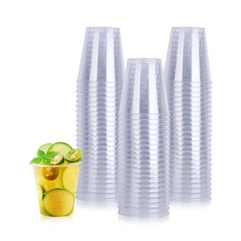 Iceten 100 1.5oz Small Plastic Cups, Reusable Clear Durable Plastic Cups, Crystal Clear Hard Plastic Shot Glasses, Multi Use Sampling Cups