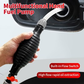 Portable High Flow Siphon Hand Pump,Manual Car Fuel Transfer Pump for Gas,Gasoline,Petrol,Diesel,Oil and Liquid, Water pump for fish tank,2M PVC Hose