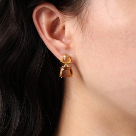 Inateannal Vintage Clear Crystal Drop Earrings Geometric Crystal Dangle Earrings Brown Rhinestone Drop Earrings Geometric Statement Earrings Jewelry for Women and Girls