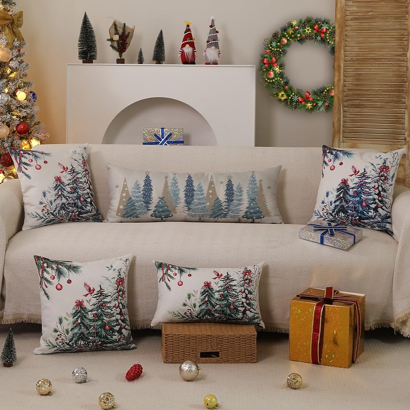 DFXSZ Christmas Pillow Covers 14x36 Inch Christmas Tree Decorative Throw