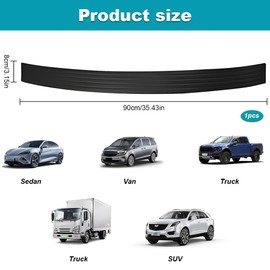 Car Rear Bumper Protector Strip Universal Flexible Rubber Bumper Protector Guard for Most Cars Car Exterior Accessories Black 90 cm