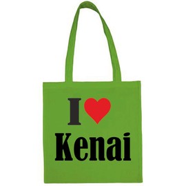 Reifen-Markt Tasche I Love Kenai Größe 38x42 Farbe Grün Druck Schwarz