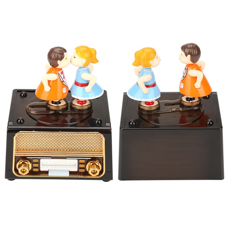 Retro Radio Shape with Lovely Dolls Storage Music Box Wedding