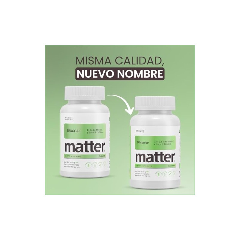 Matter DIMpulse, Suplementos Alimenticios con BioResponse DIM® e Indol-3-Carbinol, Apoya