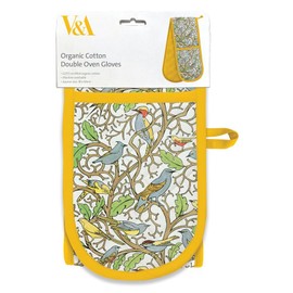 Double Oven Gloves - Organic Cotton - Artistic Birds and Tree Design by C.F.A Voysey - Stylish Kitchenware