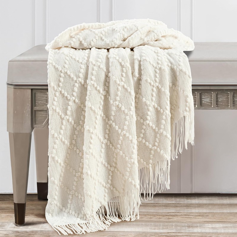 BOURINA Throw Blanket Textured Solid Soft Throws and Blankets for