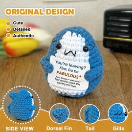 Krinisou Farewell Gifts for Coworkers Women Men, Leaving Jobs Gifts for Boss Friends Moving, Small Thoughtful Goodbye Going Away Gift for Neighbors Positive Animals Crochet Shark