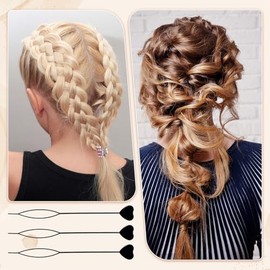 20Pcs Quick Topsy Beader Hair Set, Black Hair Loop Threader and Braider Styling Tool Automatic Bead Loading Tool Ponytail Maker Plait Accessories for 