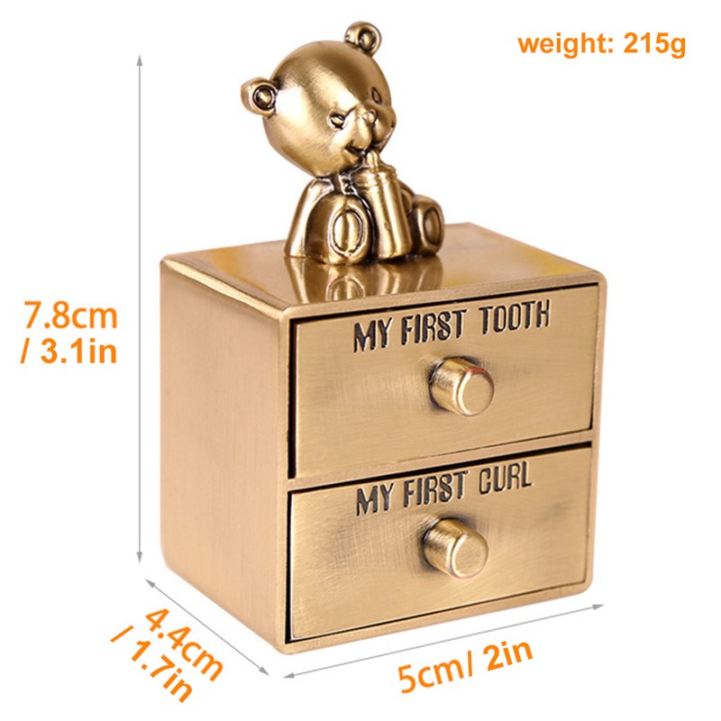 Baby Teeth Storage Box Metal Alloy Tooth Holder Keepsake Cute