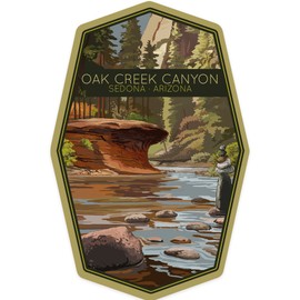 Die Cut Sticker Sedona, Arizona, Oak Creek Canyon, River Rocks, Contour Vinyl Sticker 1 to 3 inches (Waterproof Decal for Cars, Water Bottles, Laptops, Coolers), Small