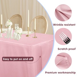 HolidayIdeas Pink Fitted Table Covers - 96 x 30 Inch - 2 Pack Rectangle Tablecloths for 8 Foot Tables, Polyester Fabric Tablecloth for Parties, Baby Shower, Wedding, Trade Show