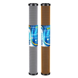 ICEPURE 20" x 2.5" Whole House CTO Carbon Water Filter Cartridge, 2-Stage Activated Carbon Block and KDF Heavy Metal Removal Filter Combo Kit Replacement for 20 Inch Water Filter System, 1 Pack