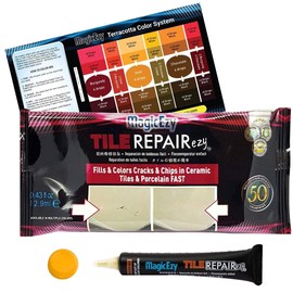 MagicEzy Tile Repair Kit: Porcelain Repair Kit - Ceramic Tile Repair Kit - Mix and Match Colors - Acrylic, Stone, Fiberglass - Wall Touch Up (Gold)