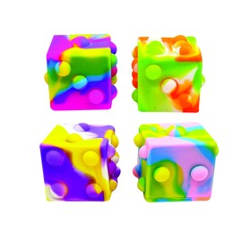 Raymond Geddes Pop ‘n’ Dice Fidget Cube Toys (12 per Bag) - 6 Sided Pop it Fidget Toys Pack - Fidget Squishy Toys in 4 Tie Dye Colors