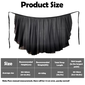 Amexo Women's Ballet Wrap Skirt Chiffon Long Ballet Skirt Black Chiffon Women's Dance Skirt with Adjustable Waist Band Ballet Clothing for Adults Women, black