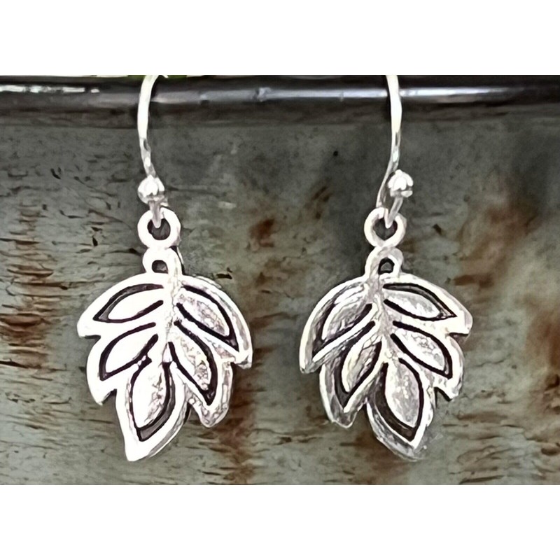 Little Etched Silver Leaf Earrings Palm Frond Nature. Jewelry Earrings