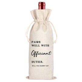 Maydvdv Officiant Wine Bag|Pairs well with officiant duties|Officiant Gift|Wedding Officiant Wine Bag|Officiant Wedding Gift|Reusable Drawstring Bags(11MA07)