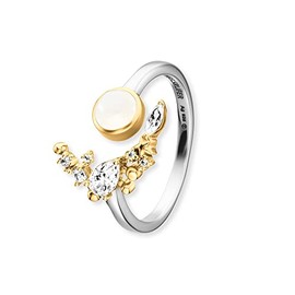 Engelsrufer Women's Open Ring Made of Sterling Silver - Set with 7 Zirconia Stones - Adjustable Size - Nickel Free, Sterling Silver, Cubic Zirconia