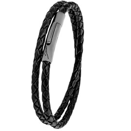 Simaru Premium Leather Bracelet Made in Germany for Men and Women, Unisex Genuine Leather Braided Bracelet with Stainless Steel Hook Clasp, Skin-Friendly, Leather