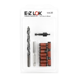 E-Z LOK Thread Repair Kit for Metal - Includes Threaded Inserts, Drill, Tap and Drive Tool, Standard Wall, 1/4-20 x 7/16-14 x 1.00 Length (EZ-329-401)