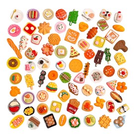 BEPSYOM 20 Pieces Miniature Food Mini Food Drink Home Kitchen Food Miniature Kitchen Accessories Food and Tableware Set Non Eraser (Random Styles)