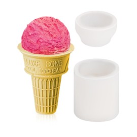 Liobelon Ice Cream Shape Silicone Mold, Ice Cream Cone Mold & Ice-Cream Ball Candle Mold, Non Stick Baking Mould For Candy Chocolate Jelly Ice Handmade Soap Resin Craft Wedding Birthday Party Decor
