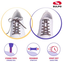 SULPO Elastic rubber laces without ties, flat, with screw closure, Hollo, One Size
