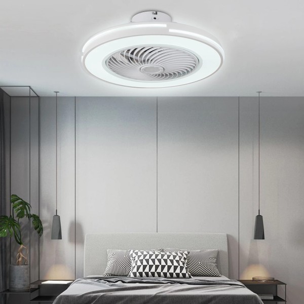 20" Modern Ceiling Fan with LED Light Chandelier Flush Mount