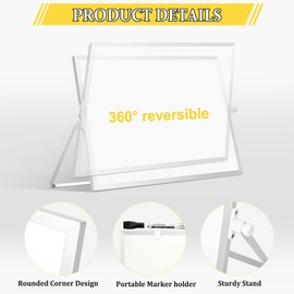 AMUSIGHT AMUSIGHT Dry Erase Magnetic White Board, 16" x 12" Double-Sided Desktop Whiteboard with Stand, Portable Small Whiteboard Set for Drawing, Office, Home, School