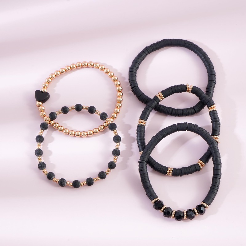 RISHEGAE Heishi Beaded Stretch Bracelets for Women Stackable Polymer Clay