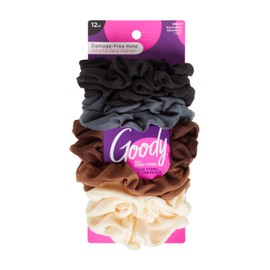 Goody Ouchless Scrunchies for Women - 12 Ct, Assorted Neutral Tones, Damage-Free & Secure Hold Hair Ties, Gentle Hair Accessories for Women & Men, All Day Comfort, All Hair Types