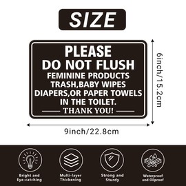 Sigicanage (2 PACK) Do Not Flush Sign for Bathroom, Self-adhesive Do Not Flush Anything Except Toilet Paper Sign, 9 x 6 Inch Signs for Business and Home