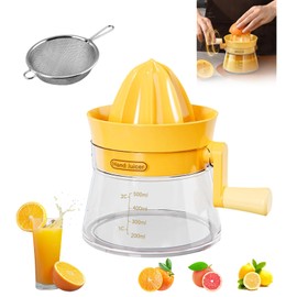 Hand Juicer for Orange,Lemon,and Grapefruit,Hand Cranked Fruit Squeezer,Practical Kitchen Tool with a Built-in Measuring Cup and Filter,500ml/17oz